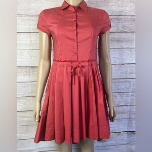 A/X ARMANI EXCHANGE Coral Hi-Low Hem Twirly Skirt Shirtdress Dress Size PO